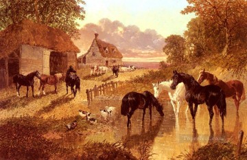 horse cats Painting - The Evening Hour Herring Snr John Frederick horse 2